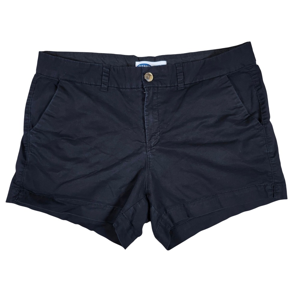 Old Navy Shorts Everyday Mid-Rise Solid‎ Black Chino Casual 16